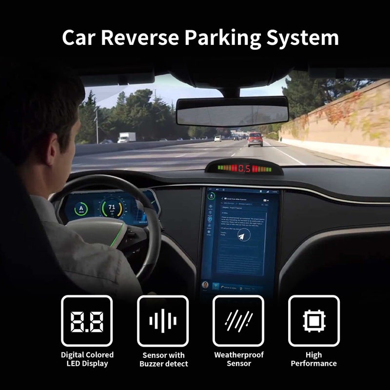 Ekylin Car Auto Reverse Parking Sensor System with 8 Parking Sensors Distance Detection + LED Distance Display + Sound Warning (Gray Color) - Image 3